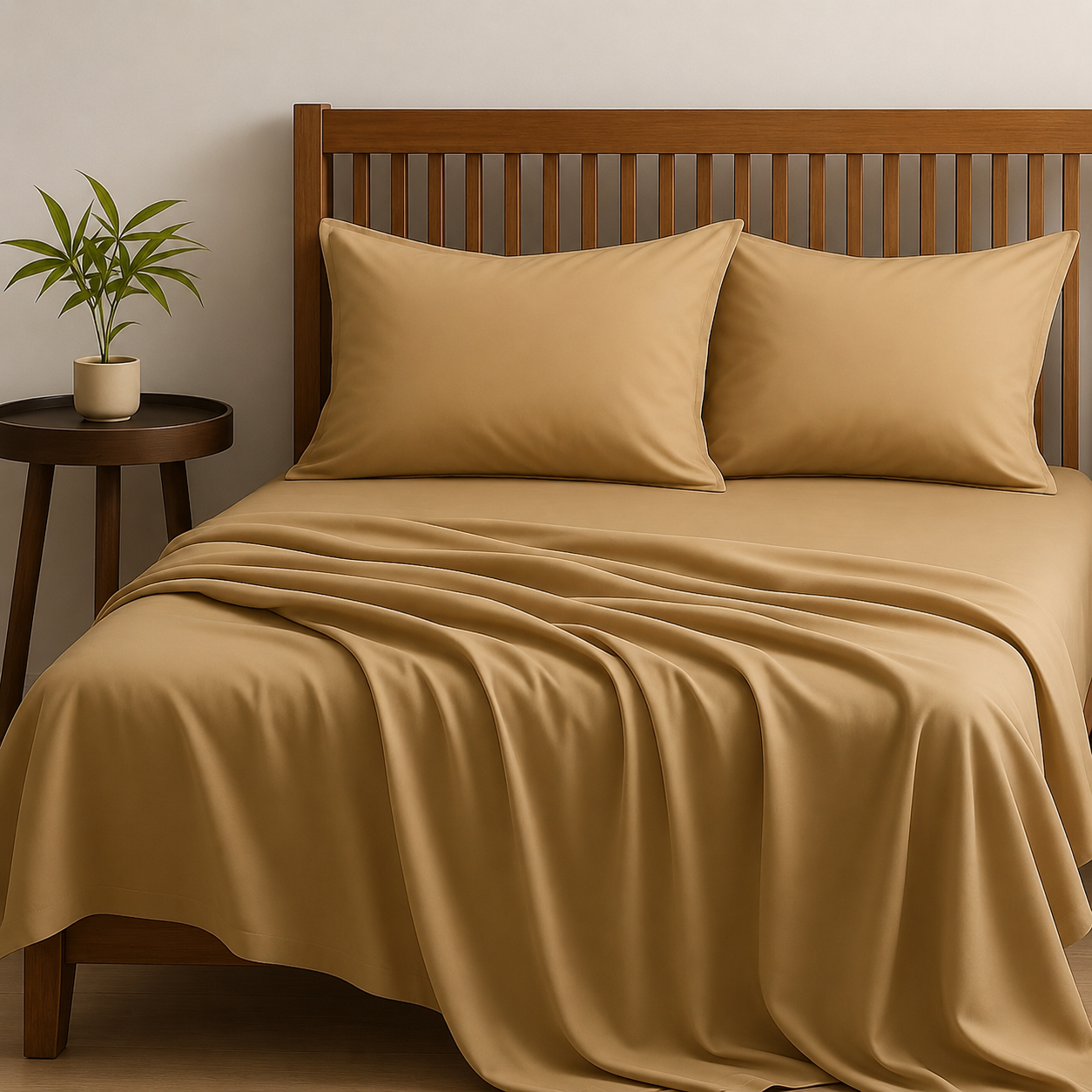Pure cotton solid bedsheet set from The Gharnish featuring Luxe 350 TC bedding in a soft, smooth fabric for comfortable sleep.