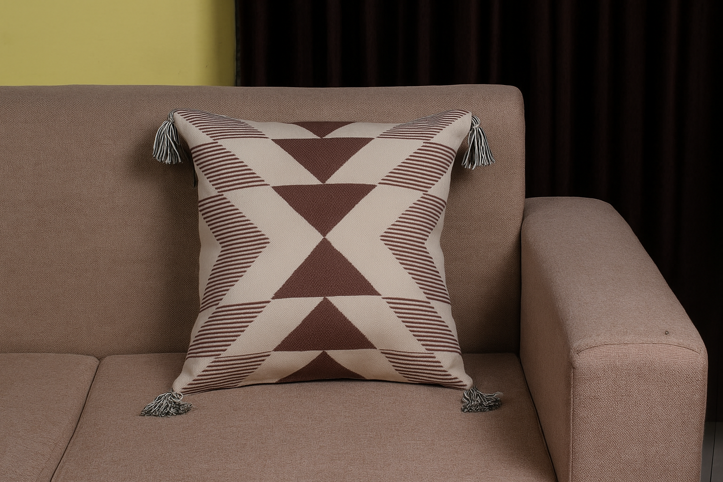 Brown & Beige Striped Modern Boho Handmade Pillow Cover Set of 2 - The Gharnish - A Unit of Satkala Creations
