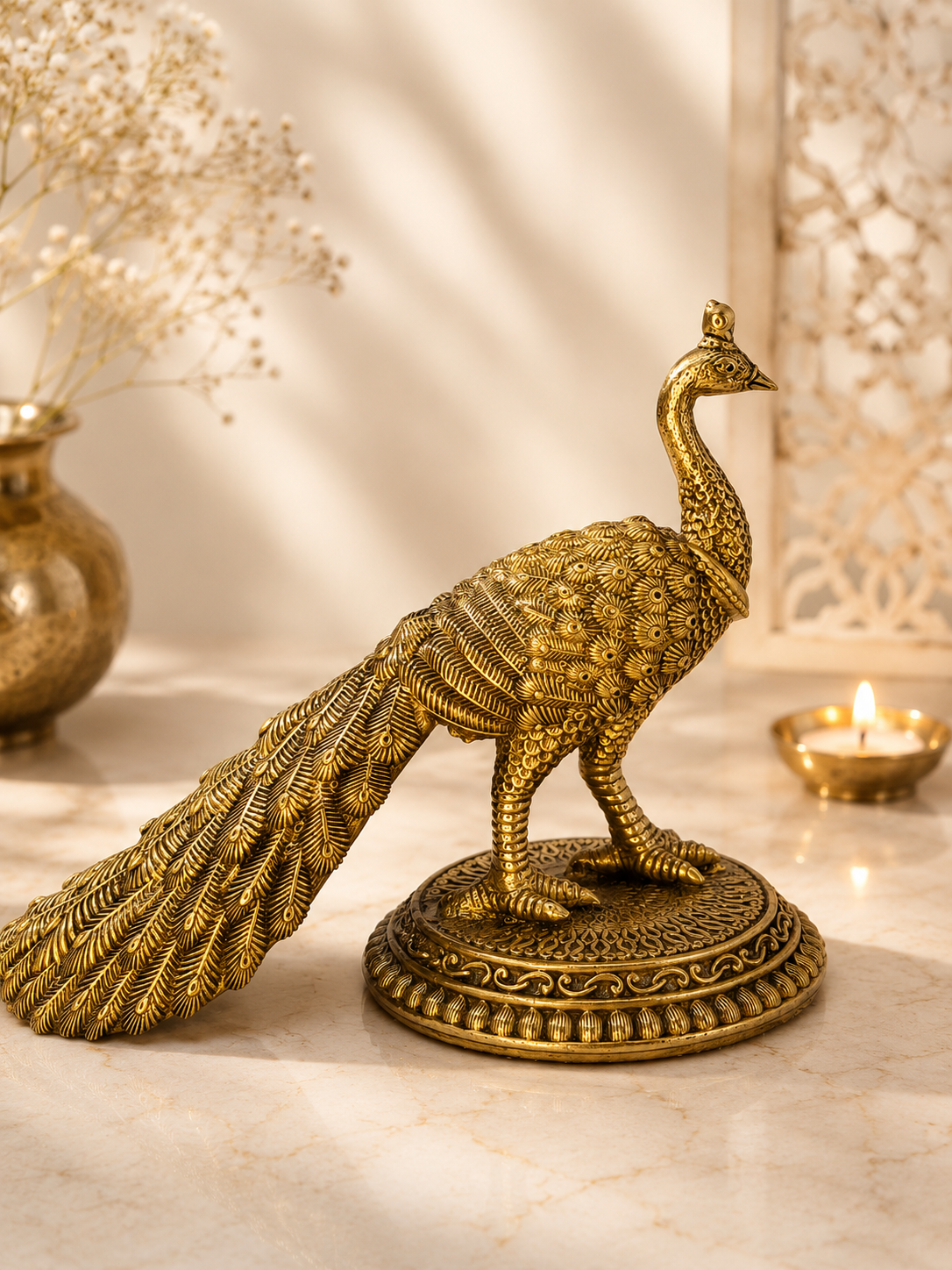 Peacock Brass Artpiece