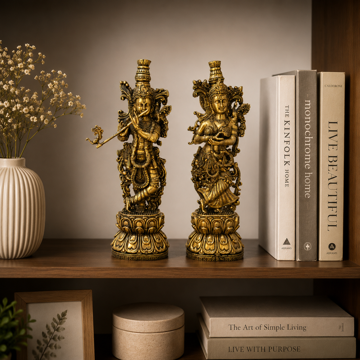 Premium Brass Lord Radha Krishna Idol Set