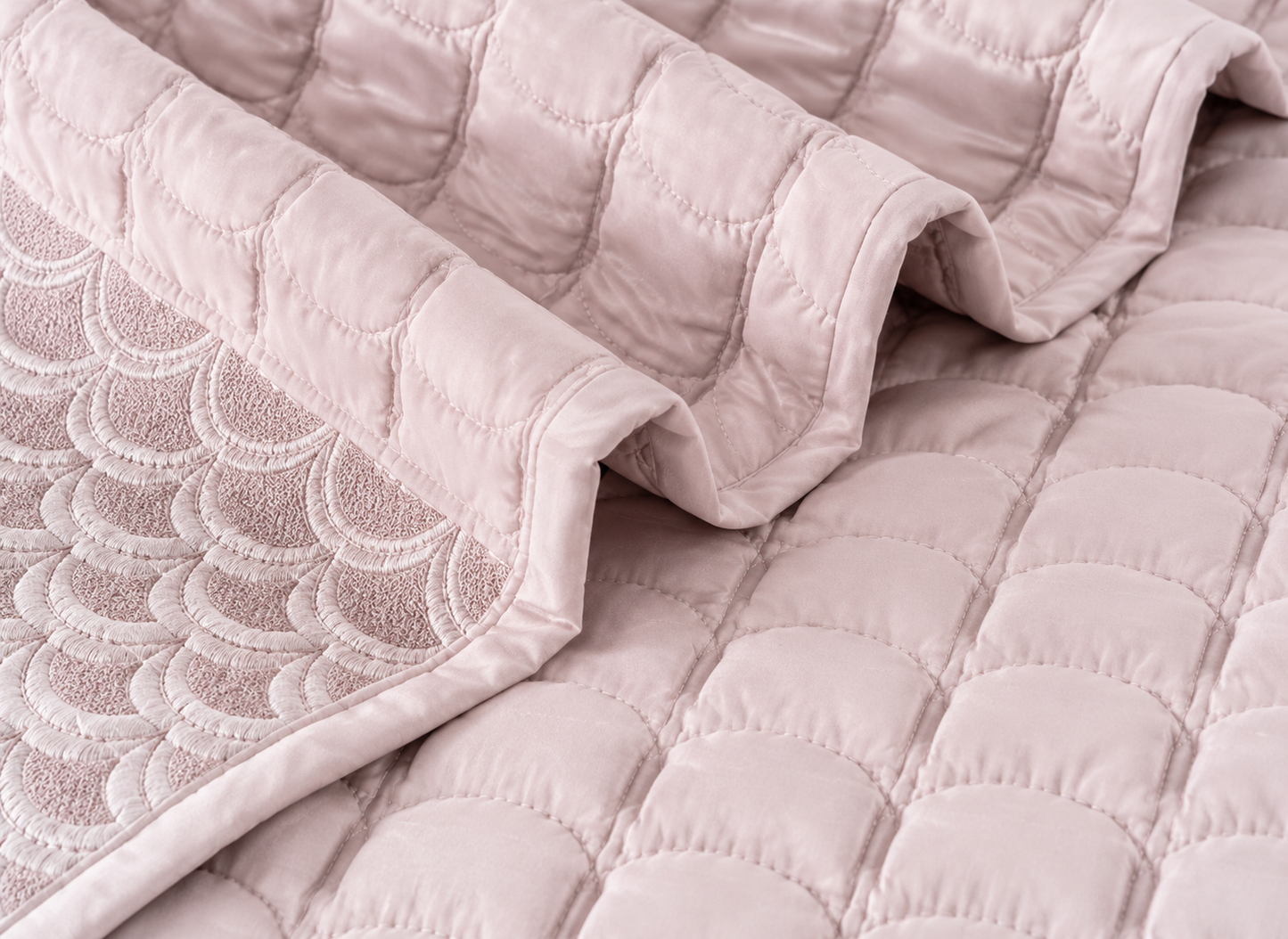 Luxury bedding set featuring serene wave stitch patterns, includes five pieces from The Gharnish for a stylish bedroom upgrade.