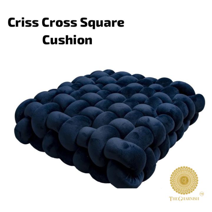 Premium Square Criss Cross Cushion Set of 1pc - The Gharnish - A Unit of Satkala Creations