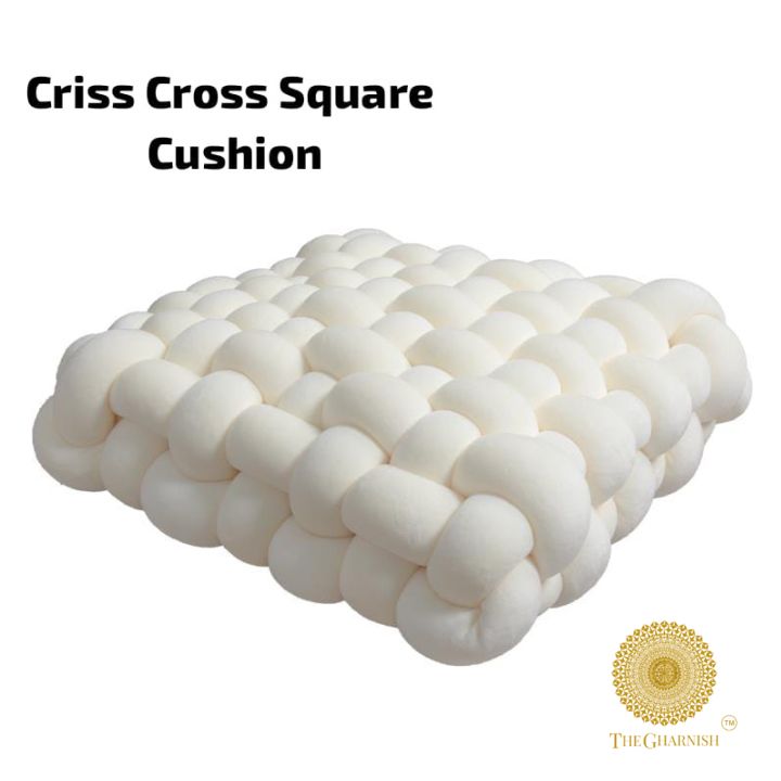 Premium Square Criss Cross Cushion Set of 1pc - The Gharnish - A Unit of Satkala Creations