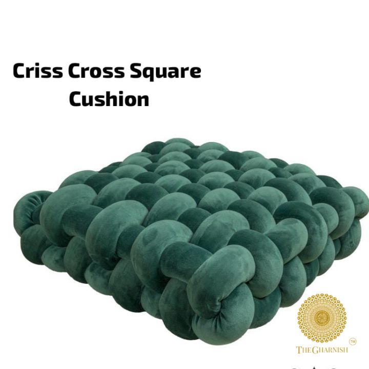 Premium Square Criss Cross Cushion Set of 1pc - The Gharnish - A Unit of Satkala Creations