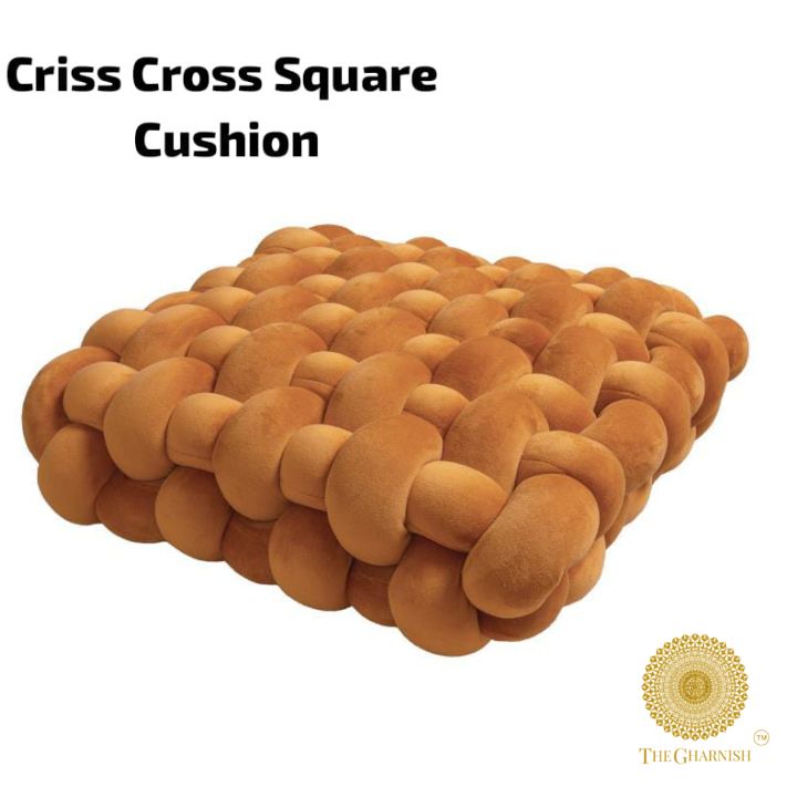 Premium Square Criss Cross Cushion Set of 1pc - The Gharnish - A Unit of Satkala Creations
