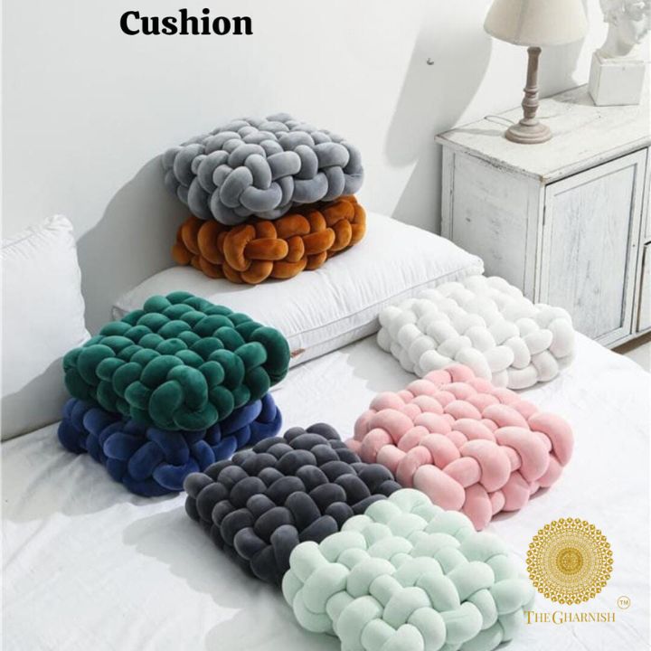 Premium Square Criss Cross Cushion Set of 1pc - The Gharnish - A Unit of Satkala Creations