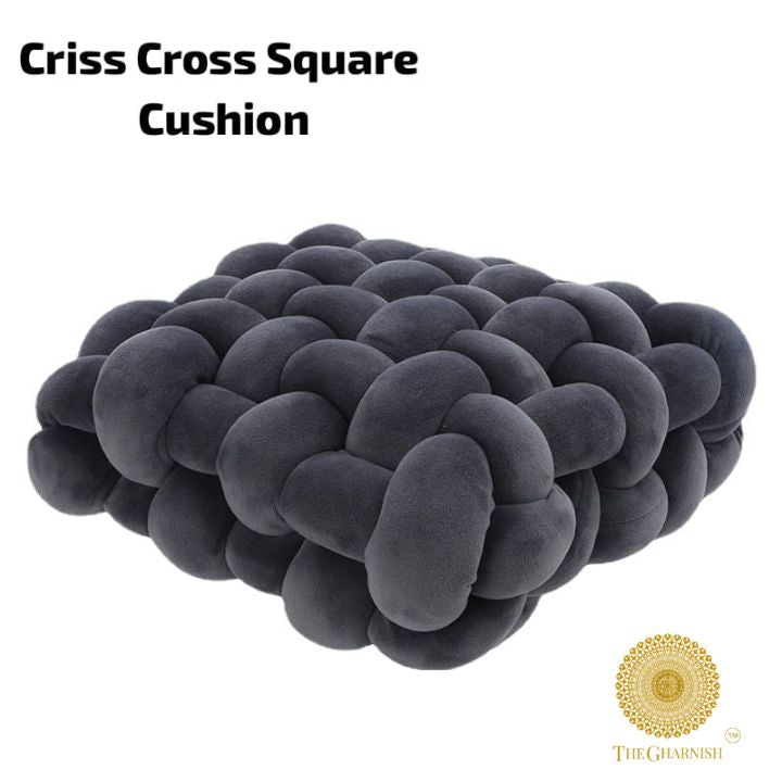 Premium Square Criss Cross Cushion Set of 1pc - The Gharnish - A Unit of Satkala Creations