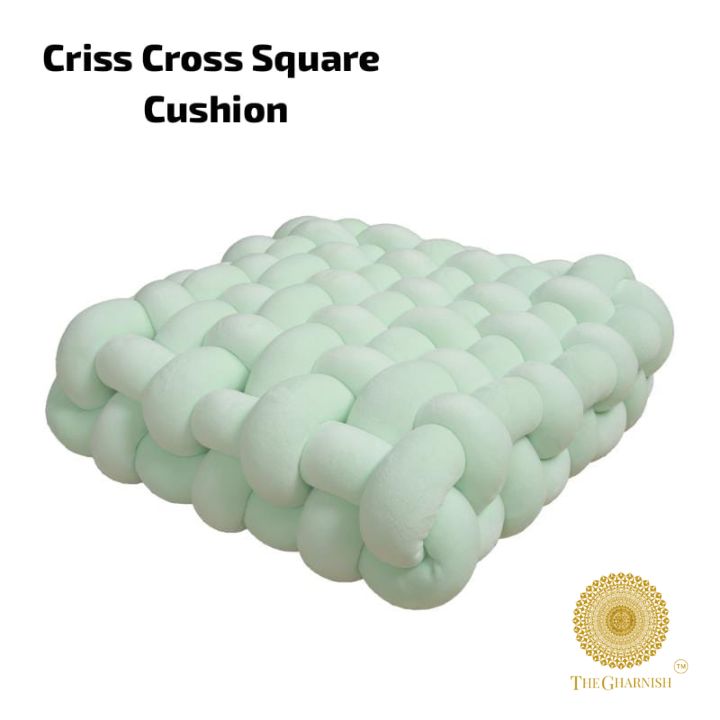 Premium Square Criss Cross Cushion Set of 1pc - The Gharnish - A Unit of Satkala Creations