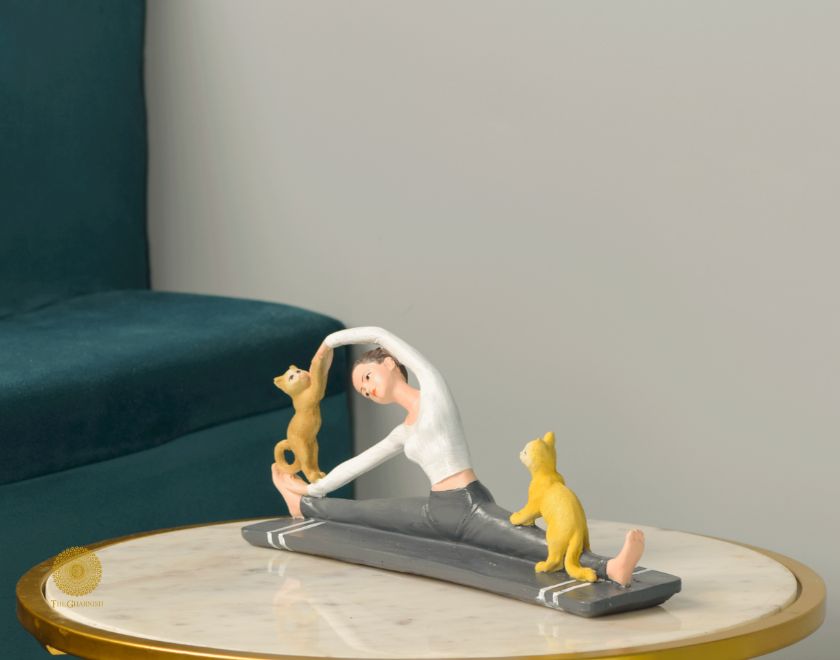 Cat Yoga Showpiece - The Gharnish - A Unit of Satkala Creations