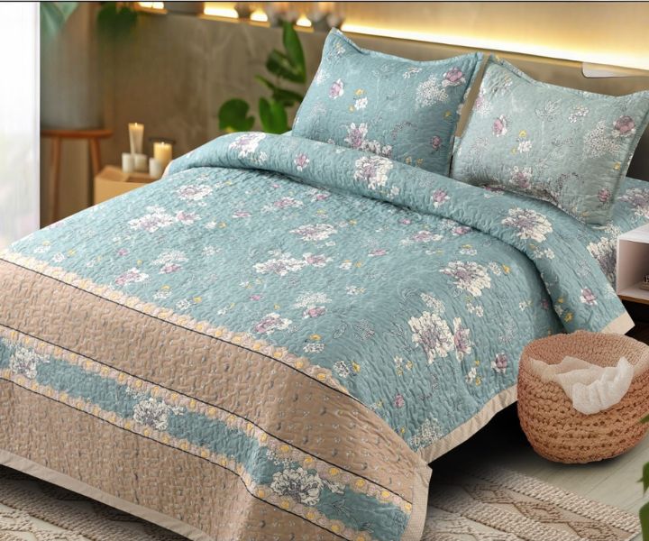 Enhance your bedroom with the Eliza Panel Design Double Bed Quilted Bedcover Set, a perfect fusion of elegance and comfort.