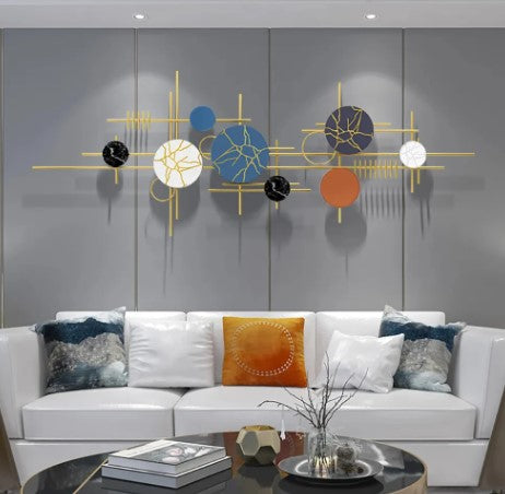Modern Circle Aerial Wall Art is a contemporary design concept that typically features circular or spherical shapes arranged in an abstract, aerial view style. These pieces often use metal, wood, or other materials to create a dynamic, three-dimensional effect on the wall. The circles can vary in size, texture, and color, creating a visually engaging composition that draws the eye and adds depth to the space.
Product Details :-
Product Size is 48x18 Inches
Made of Iron and Powder Coating