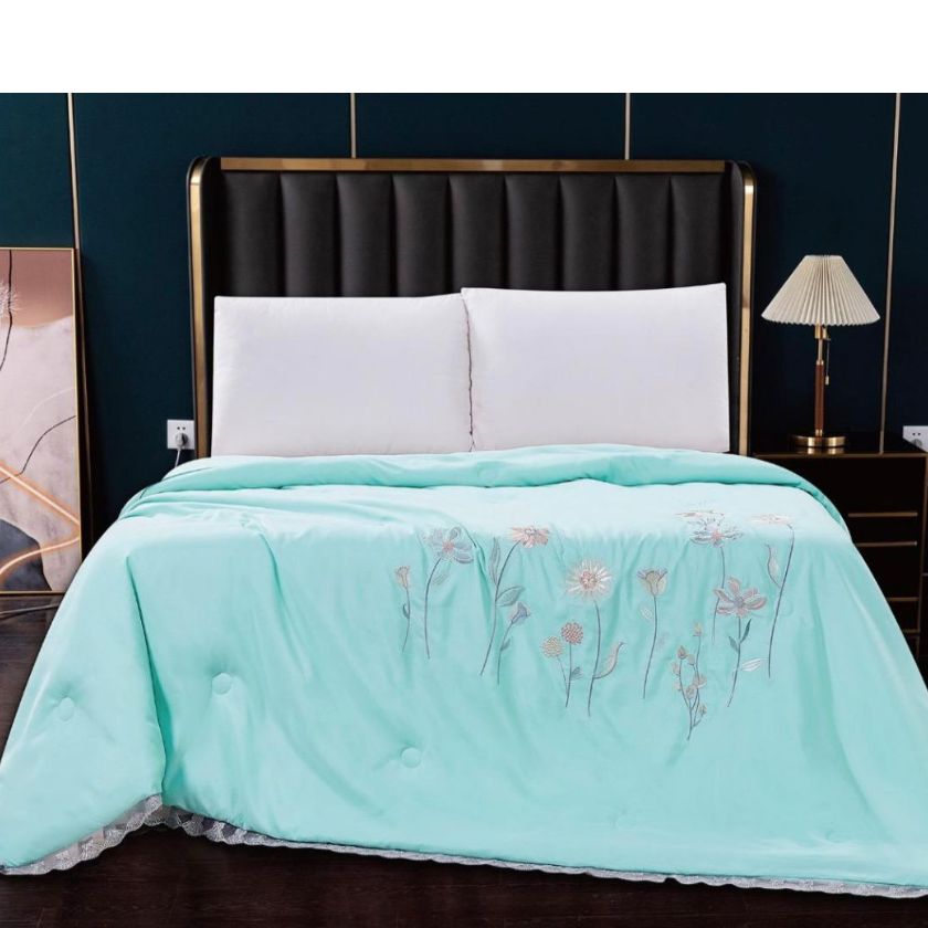 Solid Comforter, crafted with 100% super soft microfiber filling for a plush, cloud-like feel. Designed for both luxury and durability, it features exquisite embroidery and delicate lace detailing around the corners, adding a touch of elegance to your bedroom. Perfect for year-round coziness, this comforter blends warmth, style, and sophistication effortlessly.