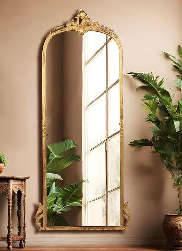 Antique Gold Full-length Standing Mirror for Living Room - The Gharnish - A Unit of Satkala Creations
