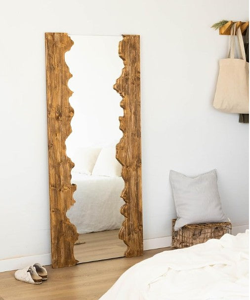 Irregular Solid Wood Full-Length Mirror – A Statement of Elegance - The Gharnish - A Unit of Satkala Creations