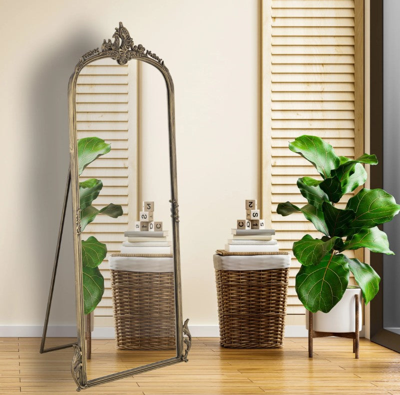 Antique Gold Full-length Standing Mirror for Living Room - The Gharnish - A Unit of Satkala Creations