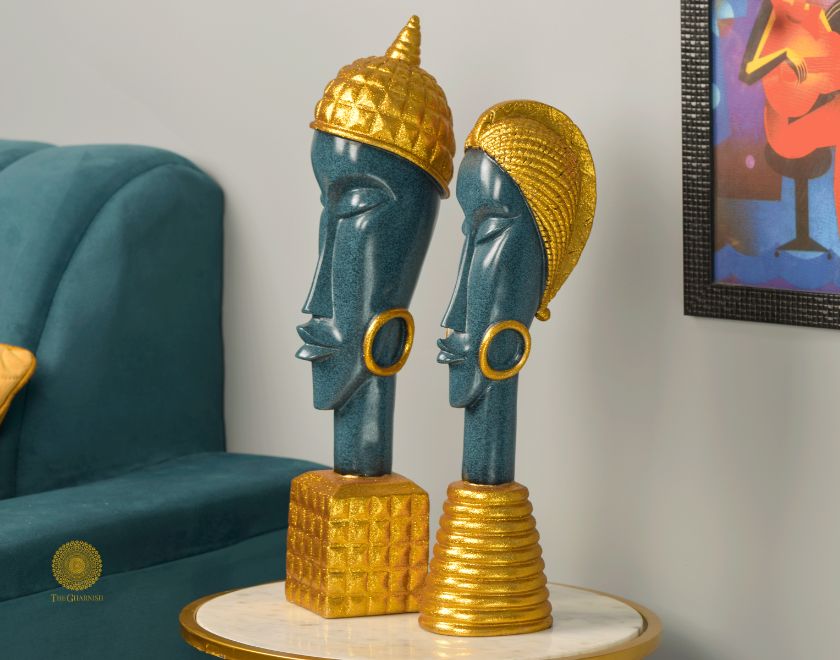 Decorative African Totem Statue (4x17 Inches) Each Approx - The Gharnish - A Unit of Satkala Creations