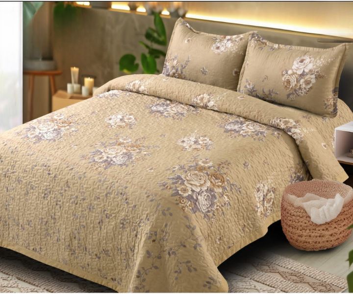 Enhance your bedroom with the Eliza Panel Design Double Bed Quilted Bedcover Set, a perfect fusion of elegance and comfort.