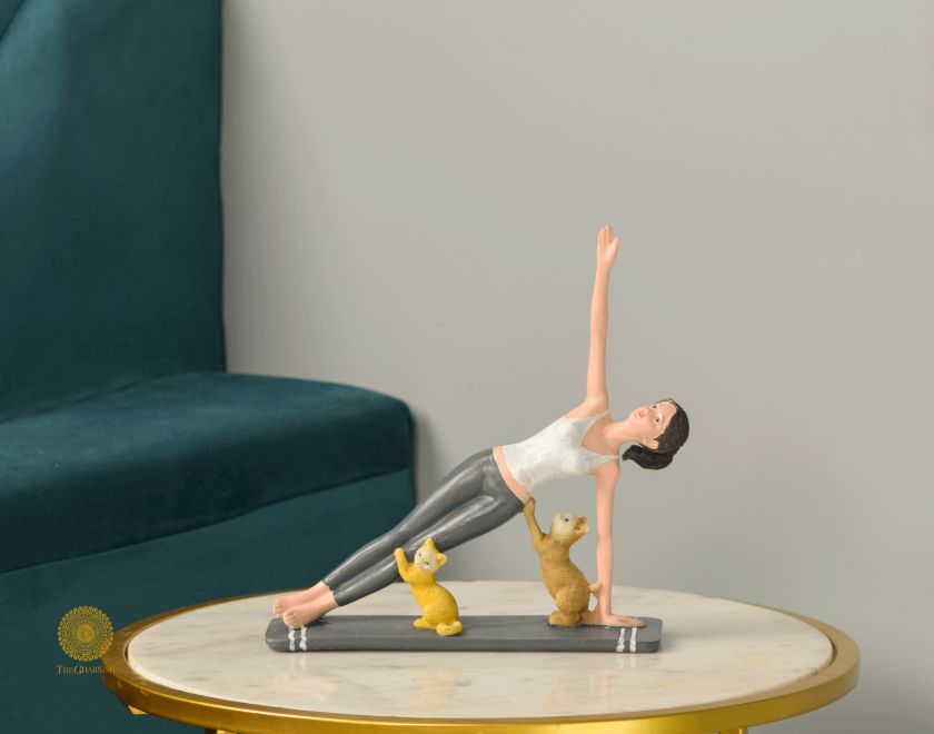 Cat Yoga Showpiece - The Gharnish - A Unit of Satkala Creations