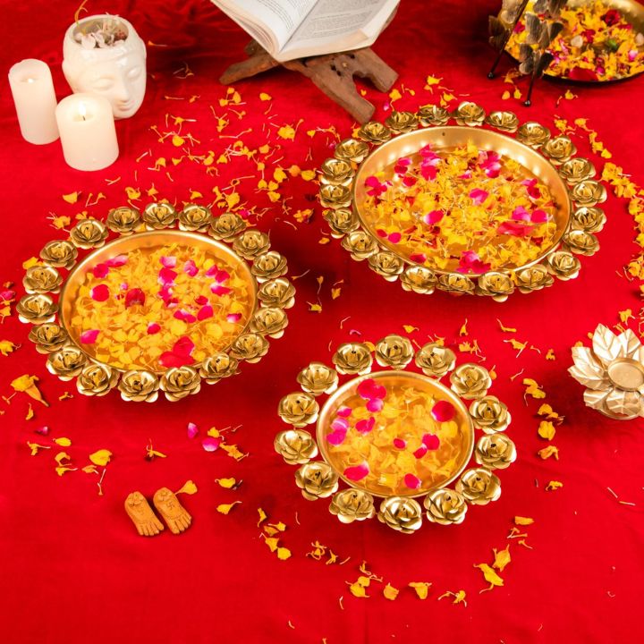 Rose Design Urli Set Of 3 - The Gharnish - A Unit of Satkala Creations