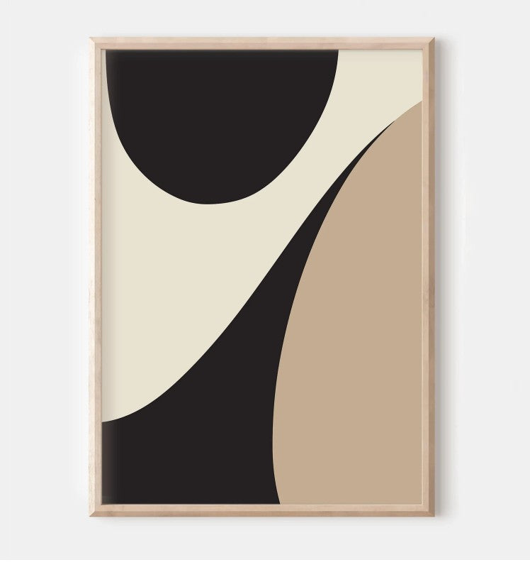 Modern Neutral Gallery Wall Art Set of 3 Black and Beige Abstract Art Farmhouse Decor