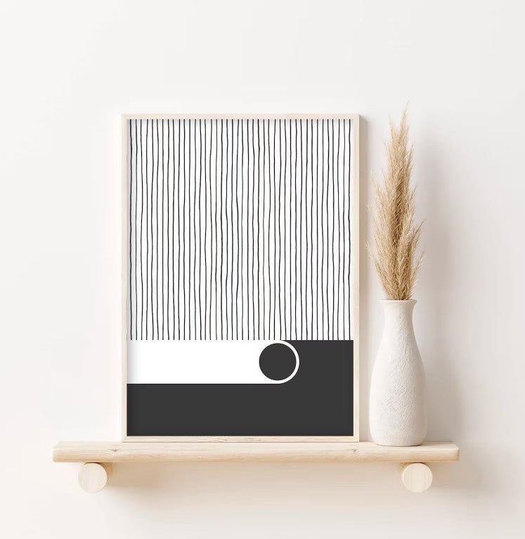 Minimalist Black and White Abstract Scandinavian Geometric Art Set