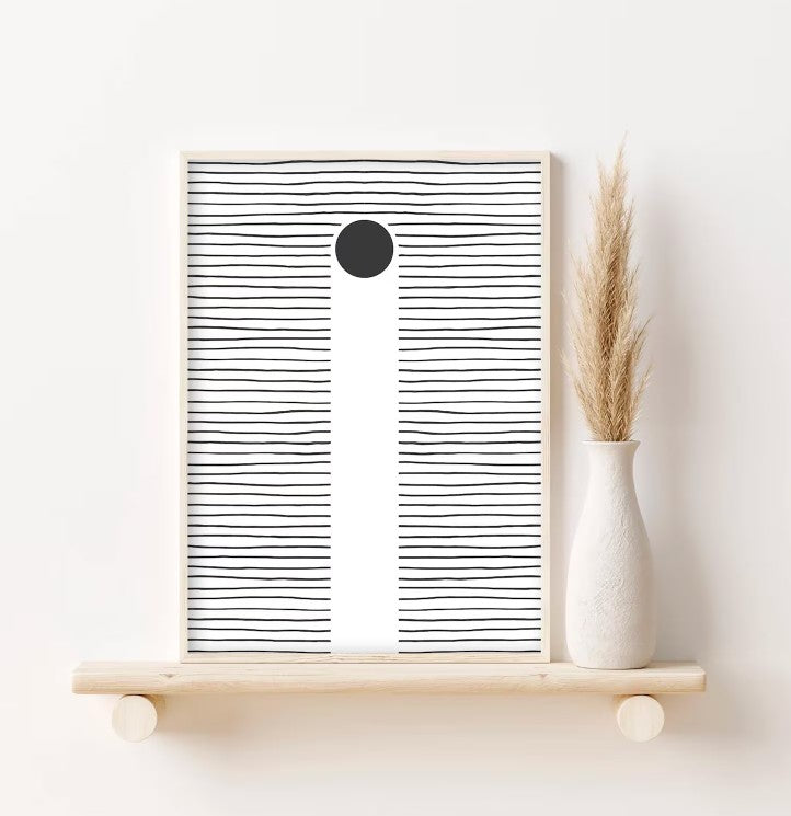 Minimalist Black and White Abstract Scandinavian Geometric Art Set