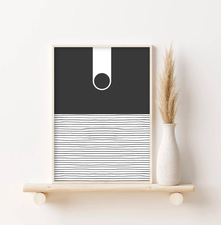 Minimalist Black and White Abstract Scandinavian Geometric Art Set