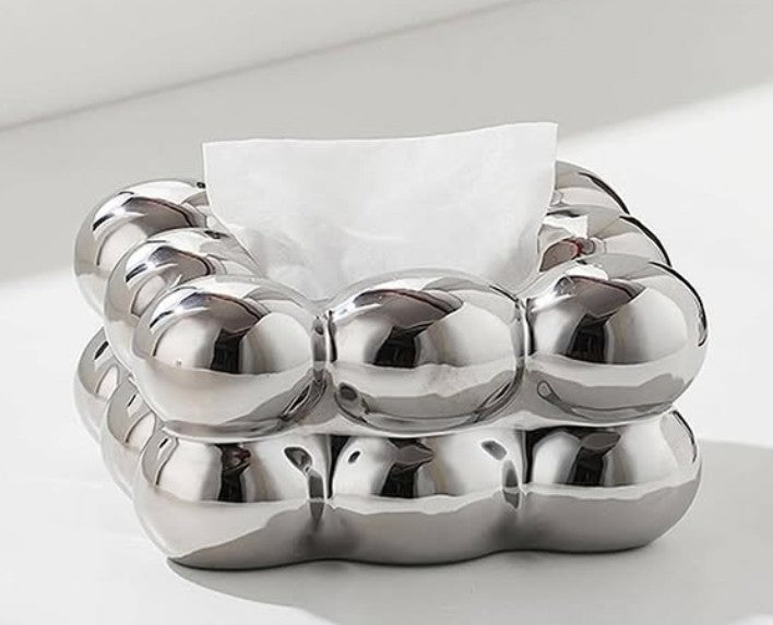 Marshmallow Ceramic Tissue Box, Smooth Facial Tissue Box, Napkin Storage Box for Home & Office - The Gharnish - A Unit of Satkala Creations