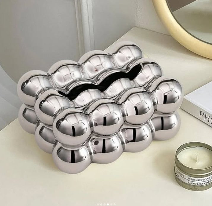 Marshmallow Ceramic Tissue Box, Smooth Facial Tissue Box, Napkin Storage Box for Home & Office - The Gharnish - A Unit of Satkala Creations