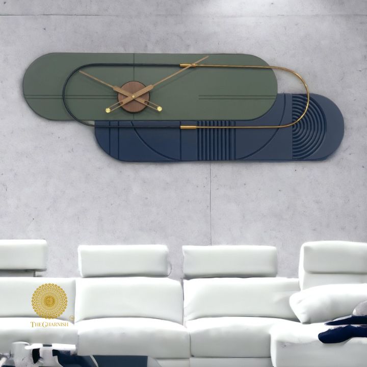 Double Frame Wall Clock (42x14 Inches) on Prepaid Only - The Gharnish - A Unit of Satkala Creations