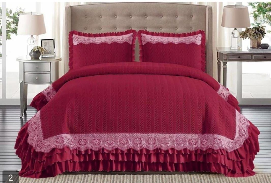 Premium 3 Layer Frill Quilted Bedcover - The Gharnish - A Unit of Satkala Creations