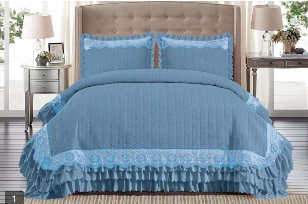 Premium 3 Layer Frill Quilted Bedcover - The Gharnish - A Unit of Satkala Creations