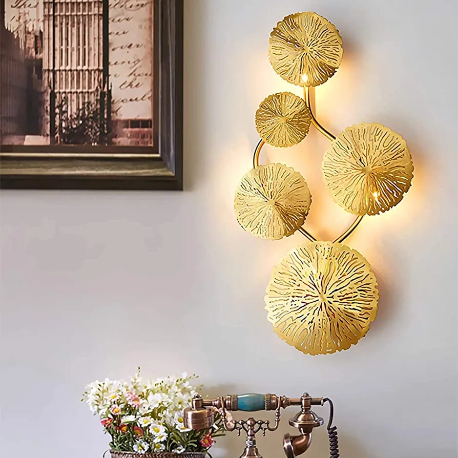 Metal Gold Finish Luxury Wall Mount Lamp - The Gharnish - A Unit of Satkala Creations