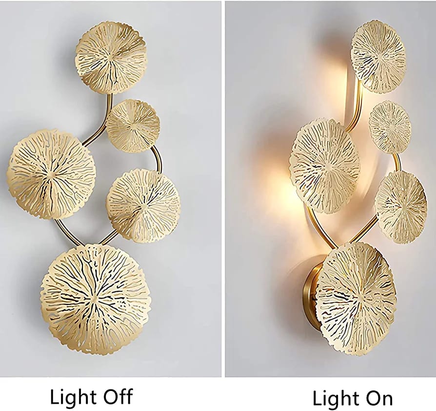 Metal Gold Finish Luxury Wall Mount Lamp - The Gharnish - A Unit of Satkala Creations