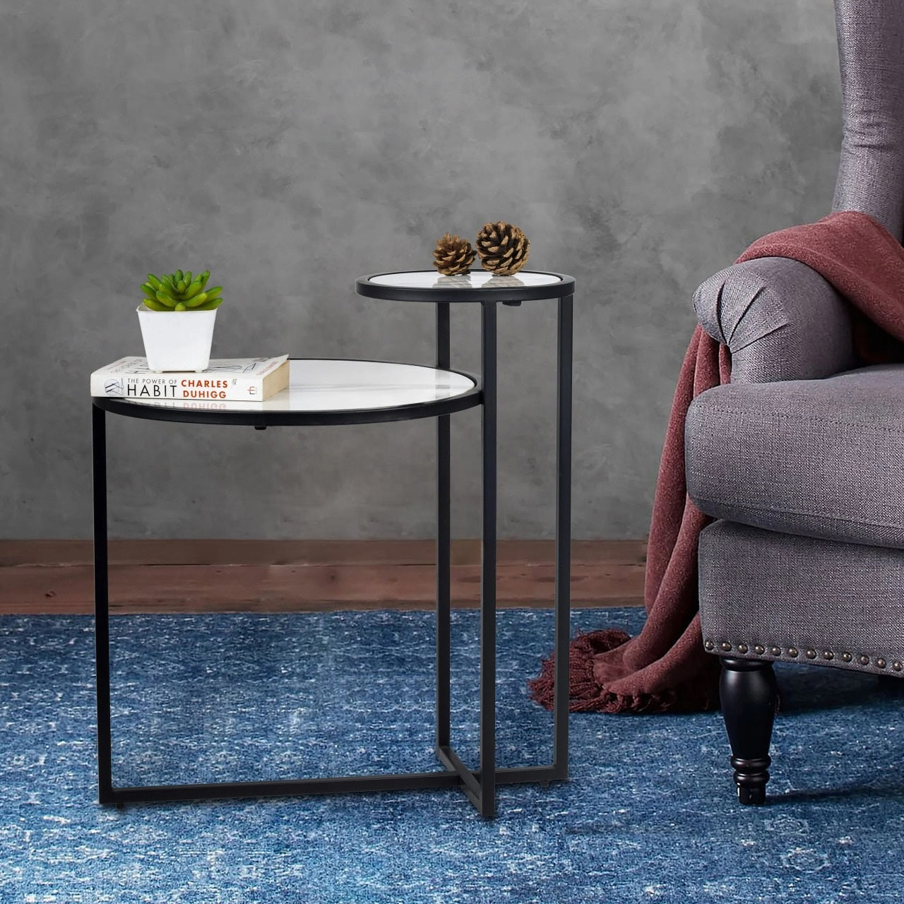 Classic Dual Marble top coffee table for home and living room - The Gharnish - A Unit of Satkala Creations