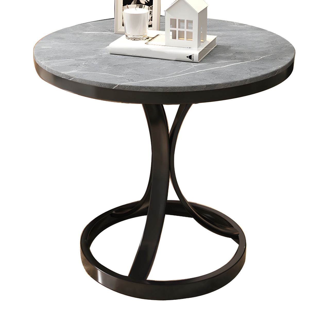 Modern Stone Top Round End Table for home and Office - The Gharnish - A Unit of Satkala Creations