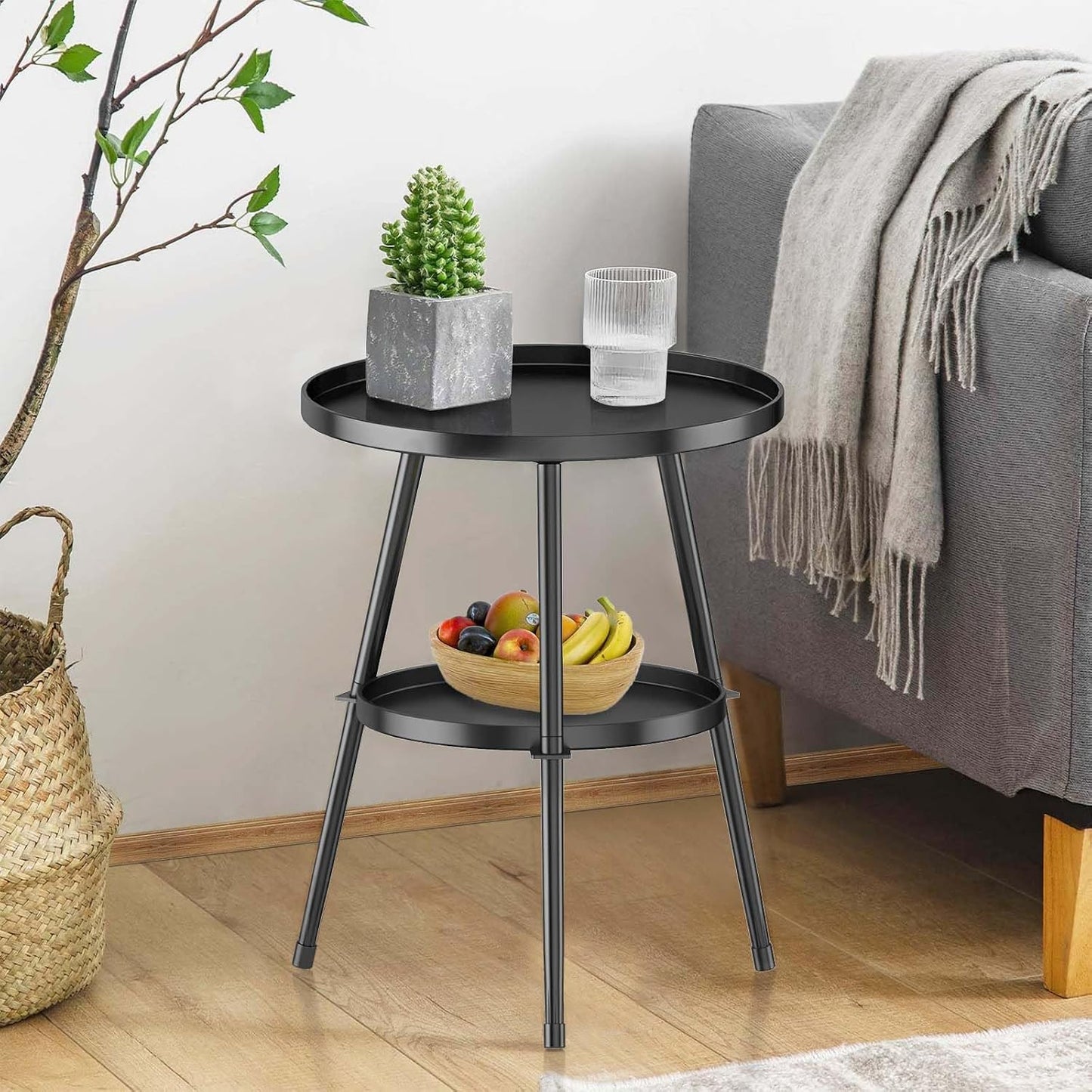 Metallic 3 Tier Side Table for home and Living Room - The Gharnish - A Unit of Satkala Creations