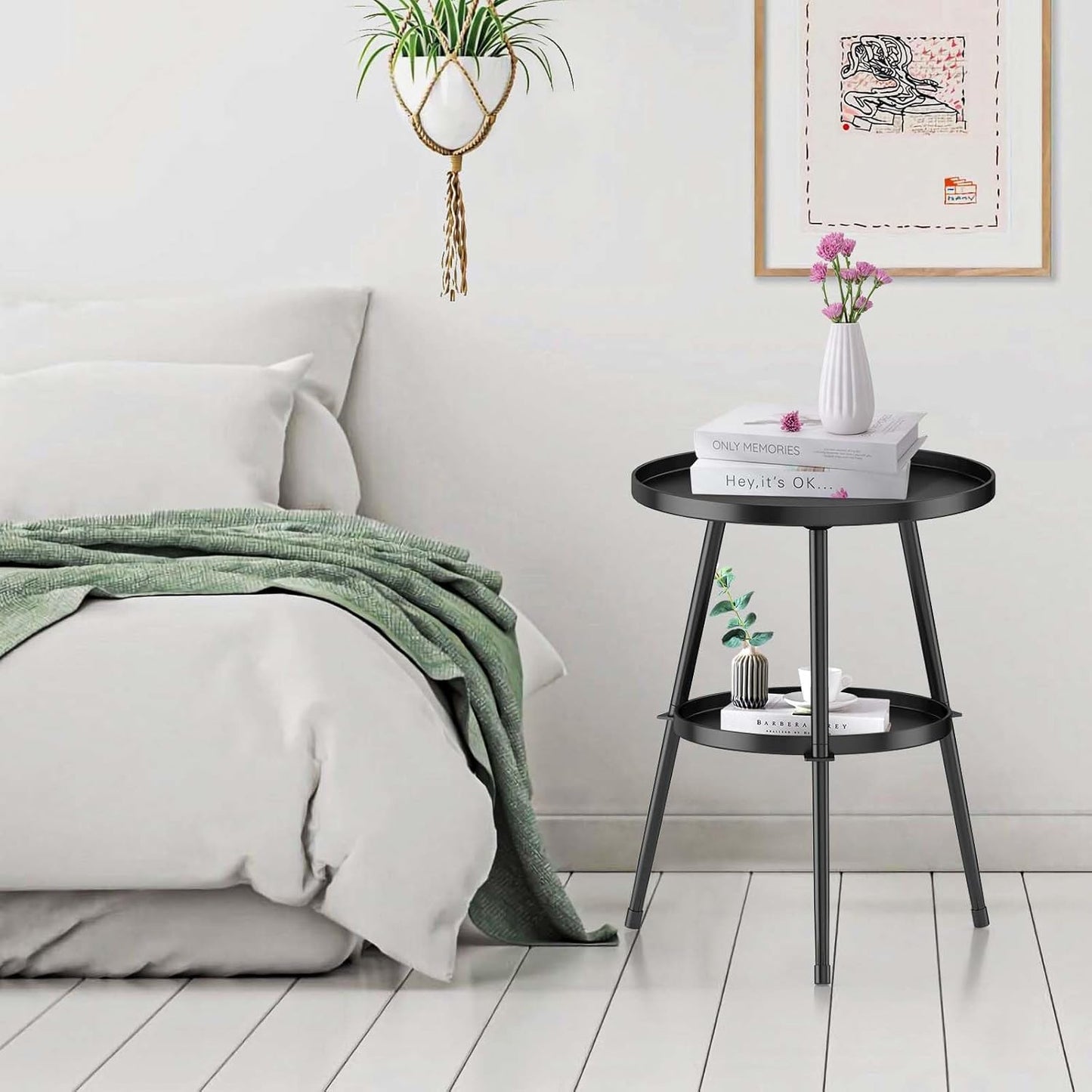Metallic 3 Tier Side Table for home and Living Room - The Gharnish - A Unit of Satkala Creations