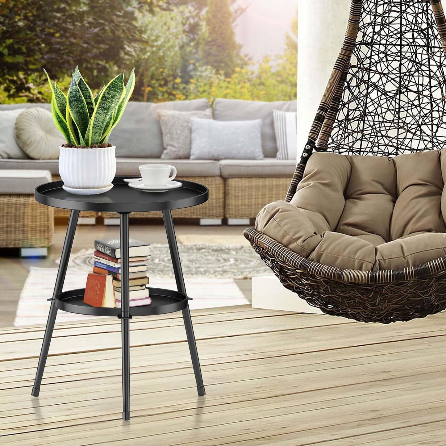Metallic 3 Tier Side Table for home and Living Room - The Gharnish - A Unit of Satkala Creations