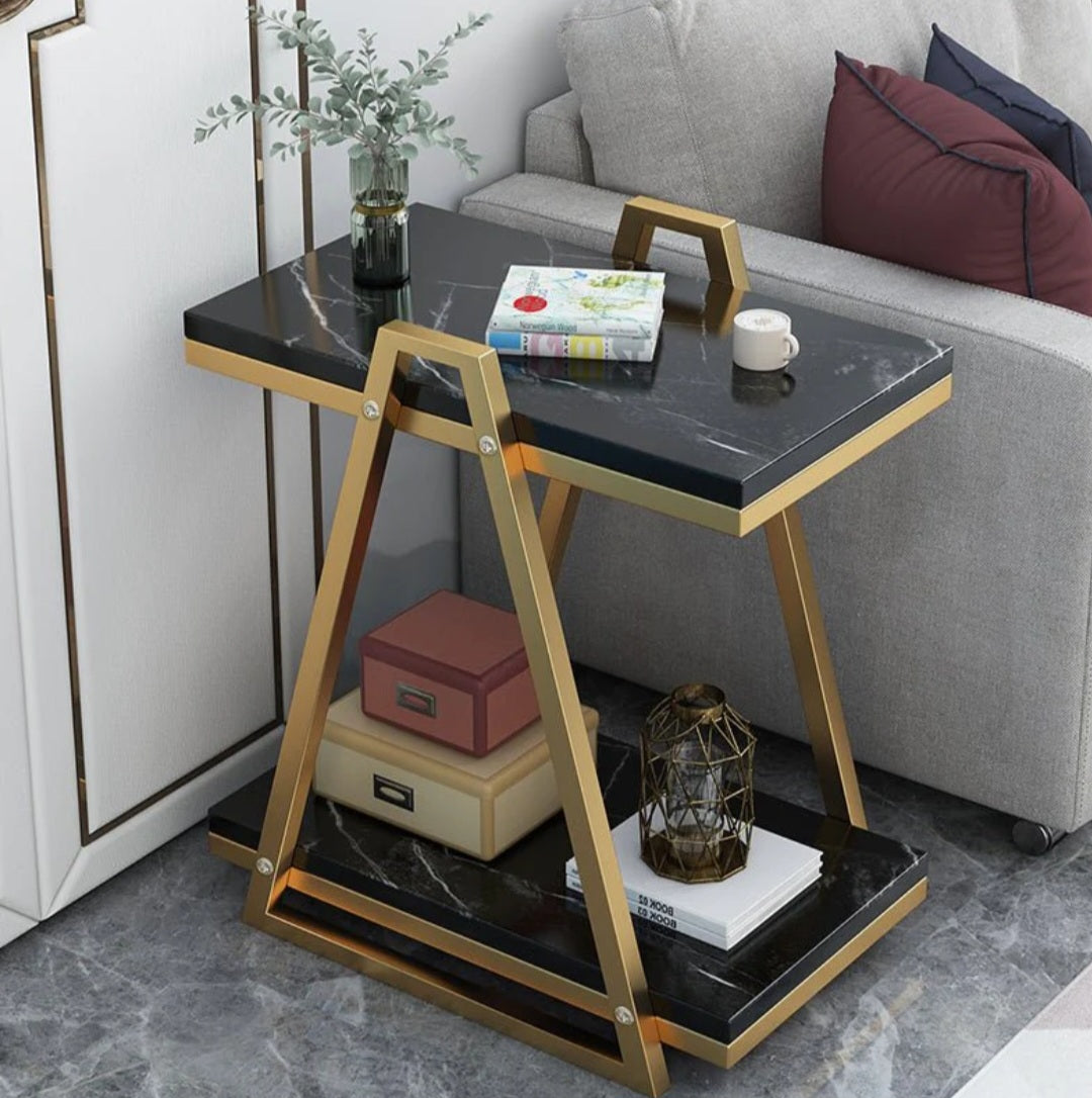 Modern Round Iron Coffee Side Table for Sofa Corner Living Room Balcony Bar - The Gharnish - A Unit of Satkala Creations