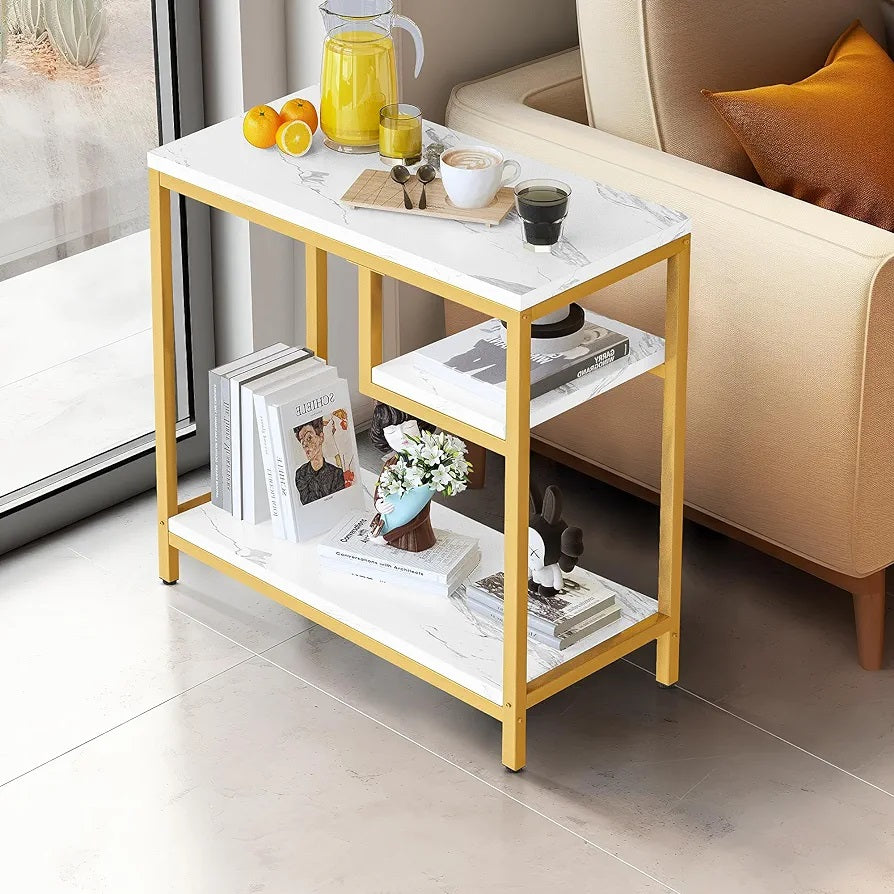 3 Tier Marble and Iron Coffee Table,Side Table for home and living room - The Gharnish - A Unit of Satkala Creations