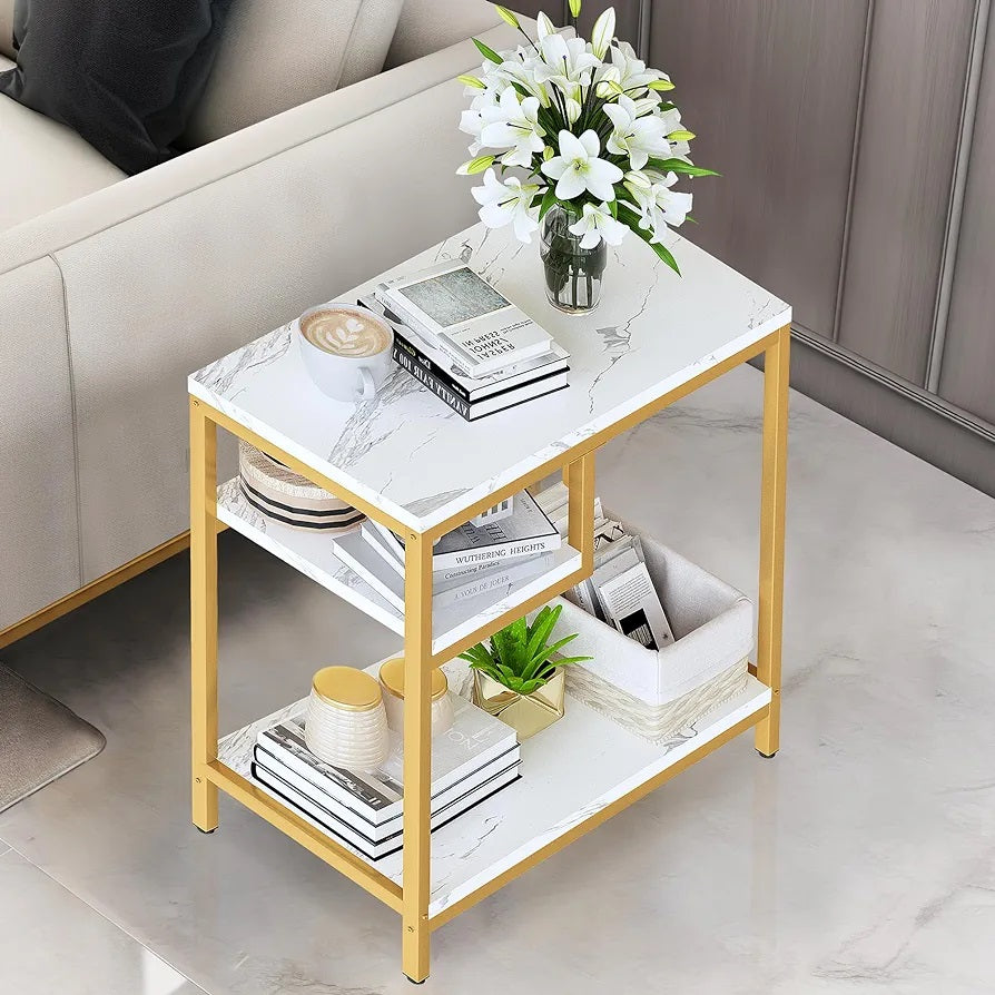 3 Tier Marble and Iron Coffee Table,Side Table for home and living room - The Gharnish - A Unit of Satkala Creations