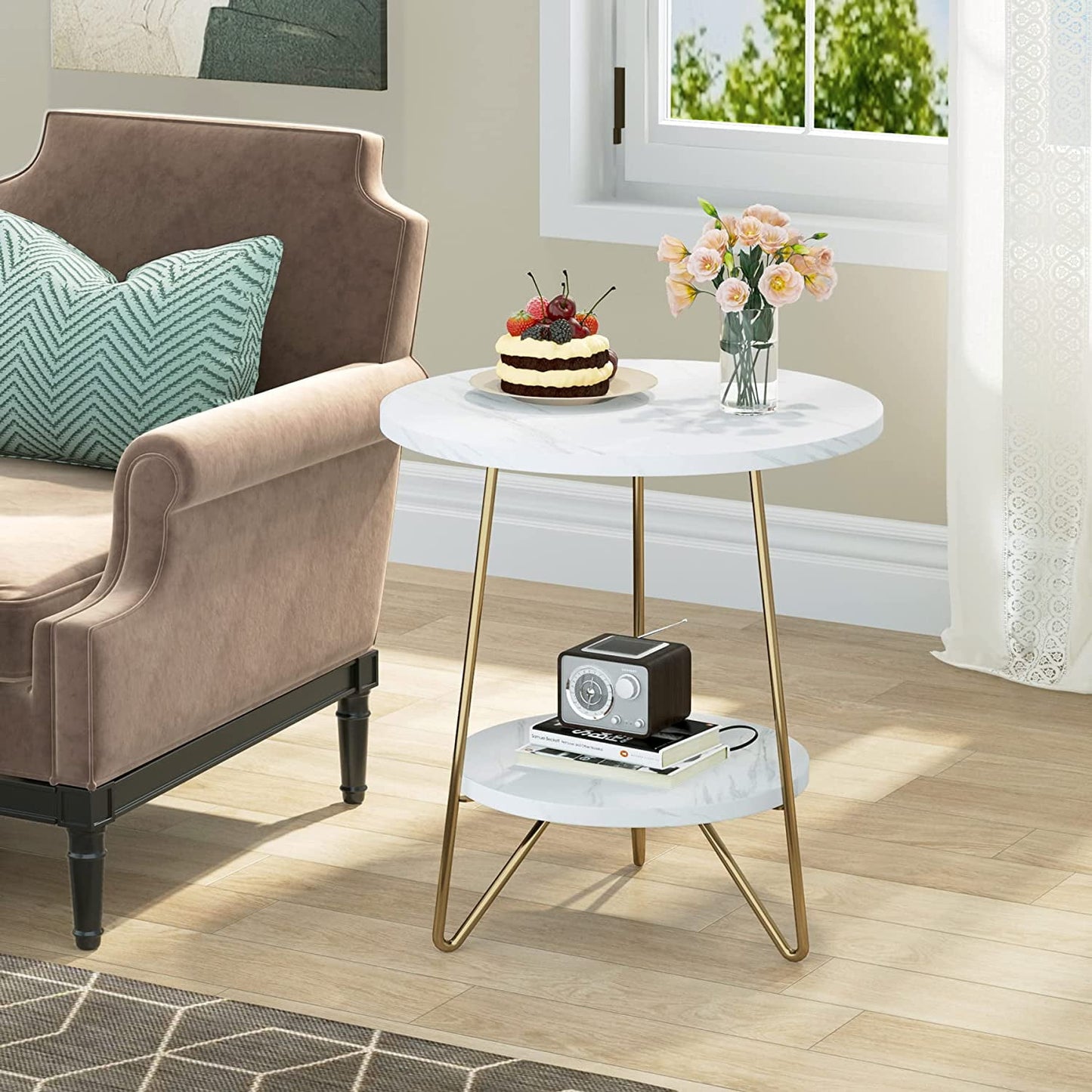 Modern Coffee Table with Metal Frame | Side Table for Living Room - The Gharnish - A Unit of Satkala Creations