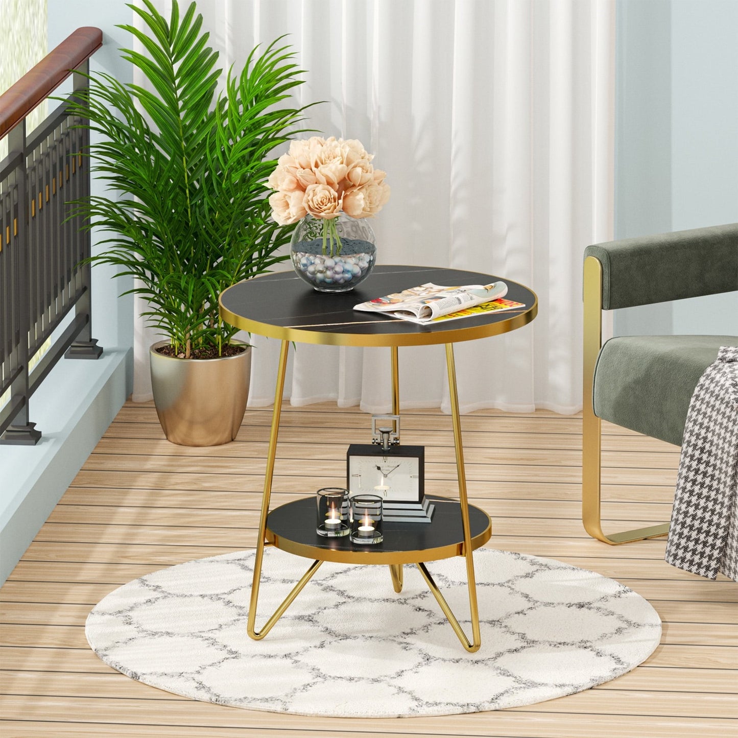 Modern Coffee Table with Metal Frame | Side Table for Living Room - The Gharnish - A Unit of Satkala Creations