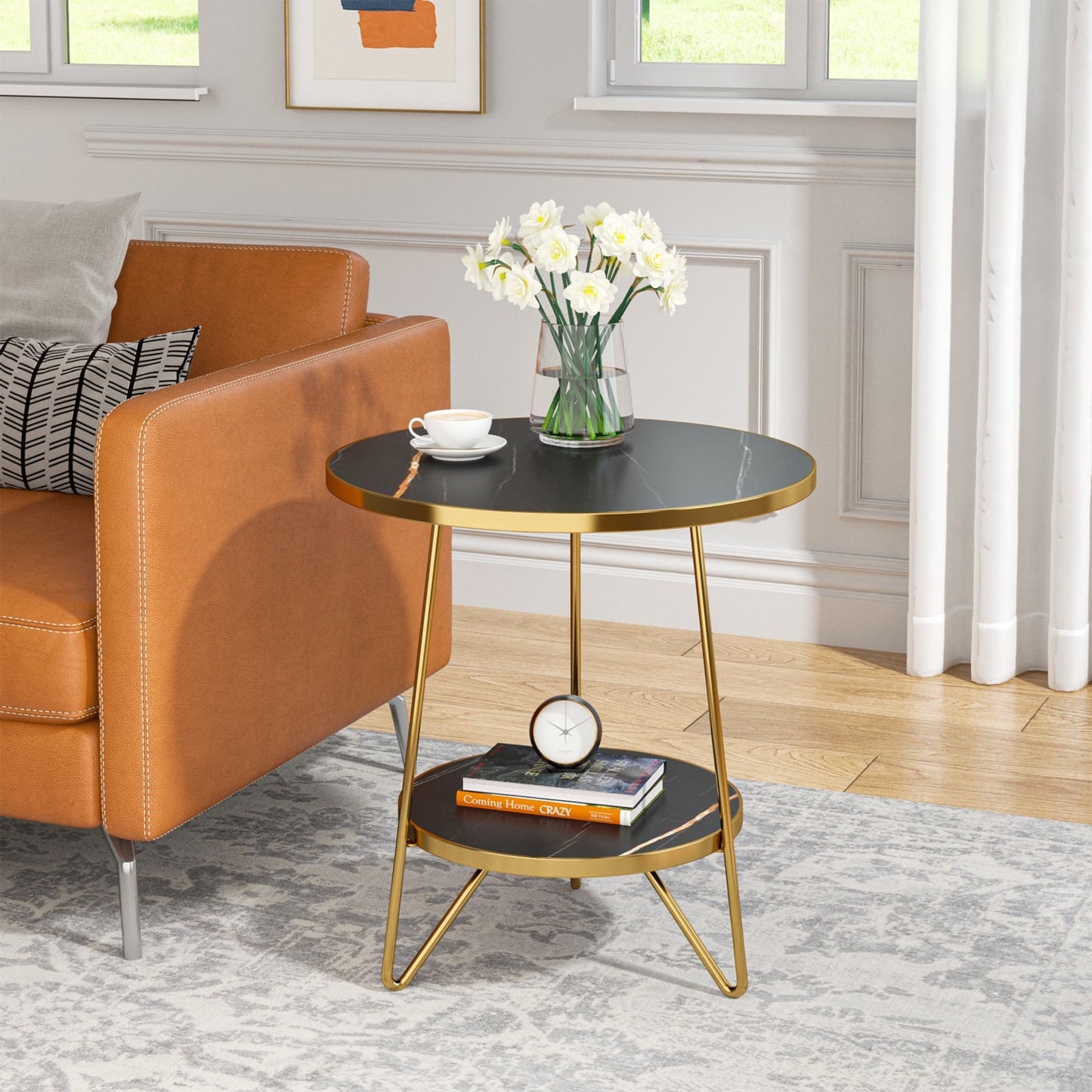 Modern Coffee Table with Metal Frame | Side Table for Living Room - The Gharnish - A Unit of Satkala Creations