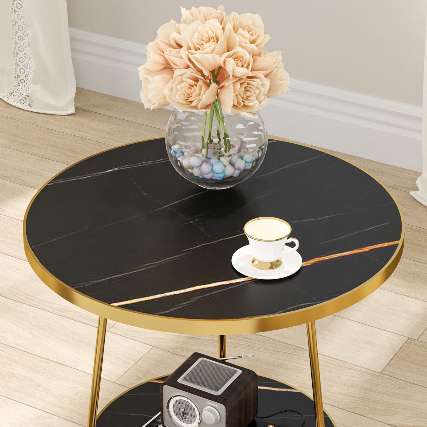 Modern Coffee Table with Metal Frame | Side Table for Living Room - The Gharnish - A Unit of Satkala Creations