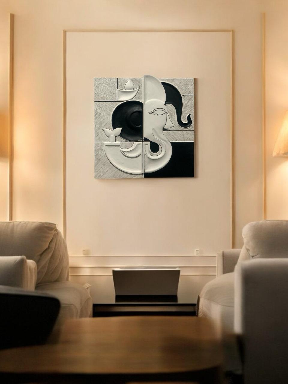ποΈ Minimalistic Illusion Ganesha Wall Art β Divine Simplicity for Modern Spaces - The Gharnish - A Unit of Satkala Creations
