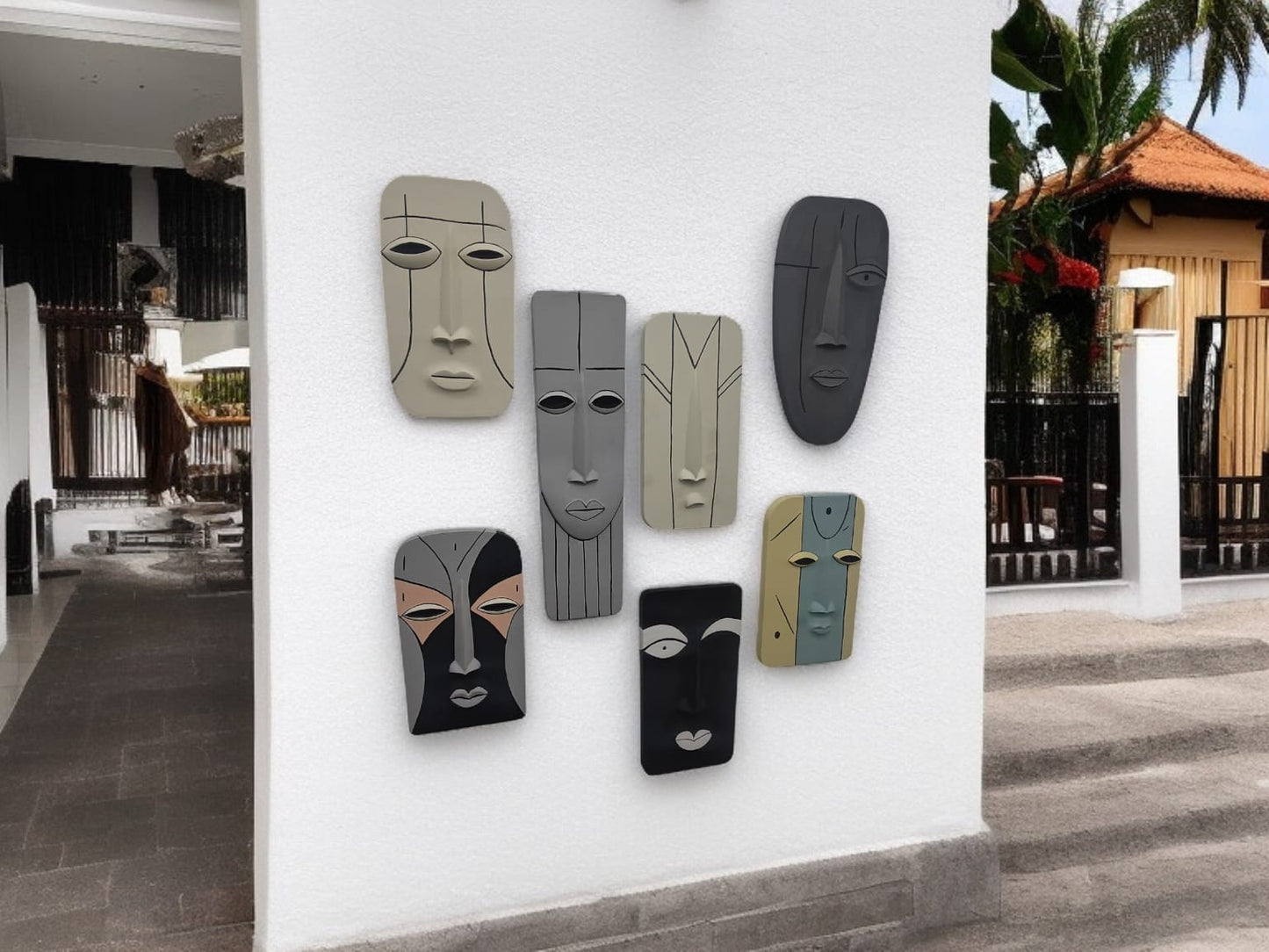 Abstract Tribal Faces Wall Art Set - The Gharnish - A Unit of Satkala Creations