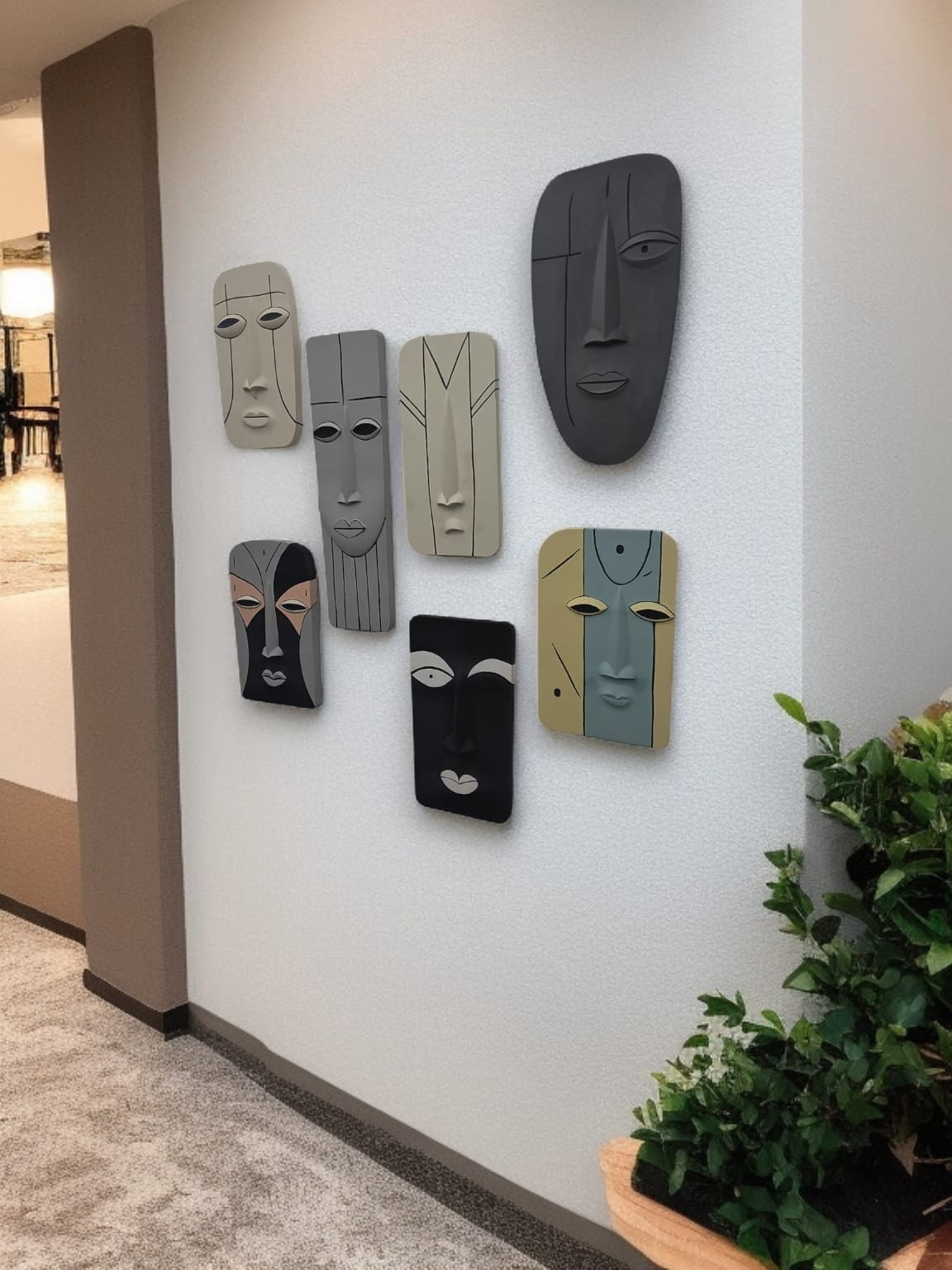 Abstract Tribal Faces Wall Art Set - The Gharnish - A Unit of Satkala Creations