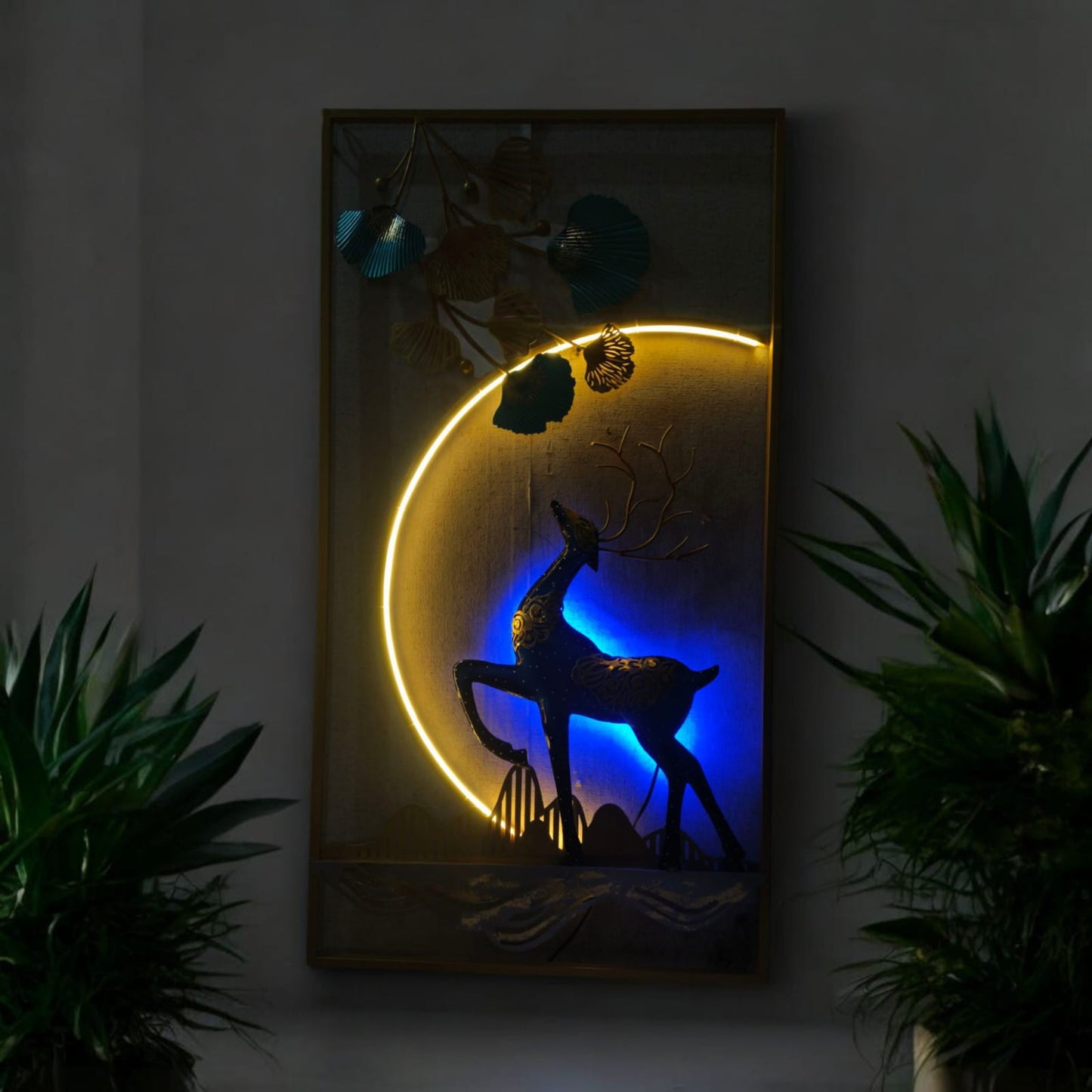 Deer & Nature Wall Art with LED - The Gharnish - A Unit of Satkala Creations